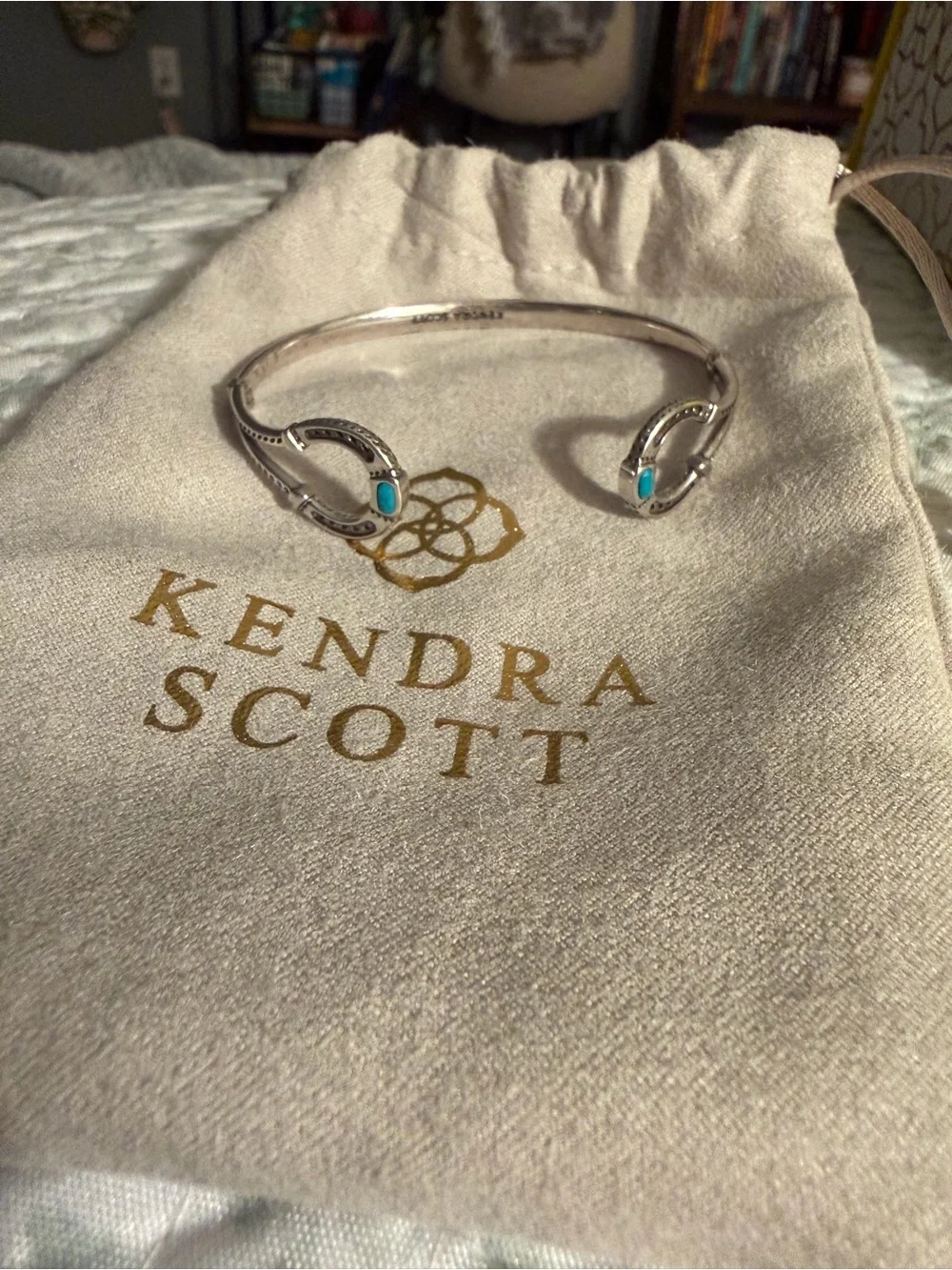 Kendra Scott Silver Cuff Bracelet with Turquoise Stones